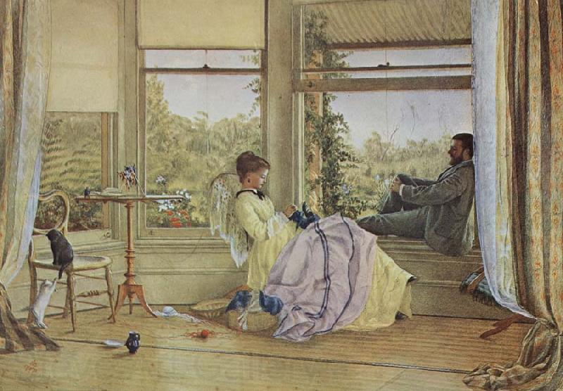 Emma Minnie Boyd Interior with figures,The Grange